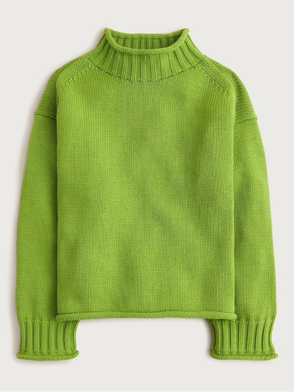 J.Crew 2025 Rollneck Cotton Sweater Summer Yard Green XL NWOT